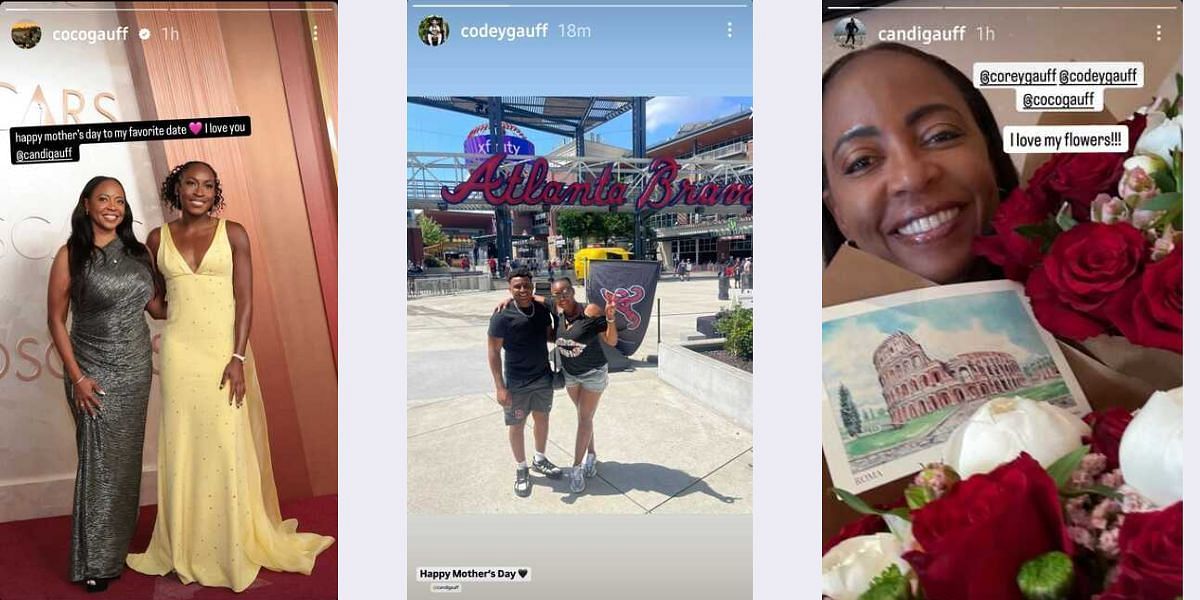 Screenshots via @cocogauff , @codeygauff, and @candigauff on Instagram dated 11th May, 2025.